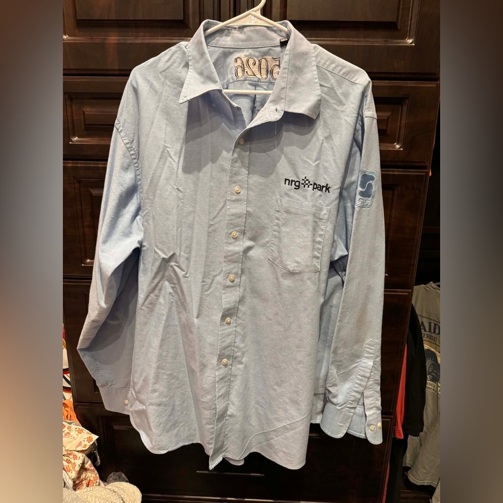 NRG Park Light Blue Men's Polo Dress Shirt Size 2XL